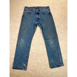 Levi's 501 Authentic Original Fit Jeans Mens 32x30 Blue Denim Cotton Button Fly